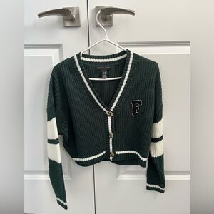 Streetwear Society Forest Green and Cream/White Cardigan Cropped Size XS